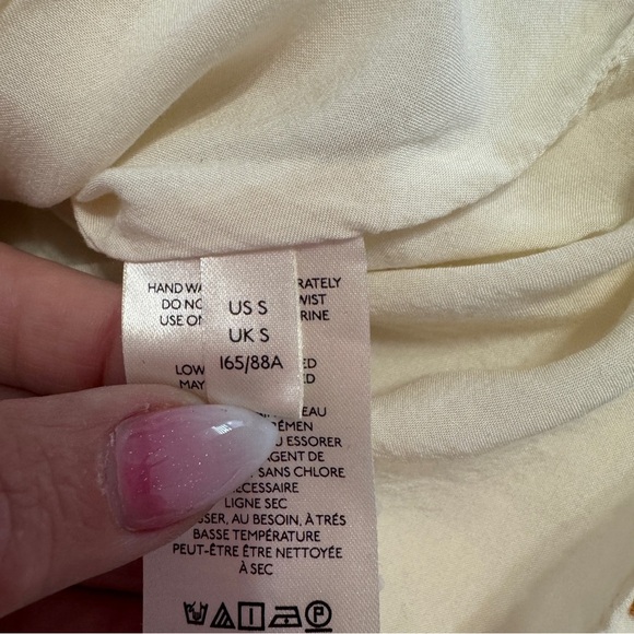 Free People Long Sleeve Mini Dress Polka Dot Button Front Cream Yellow S - Picture 9 of 14